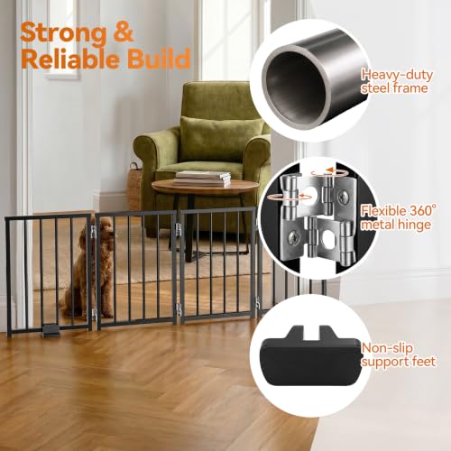 Small Dog Gate Indoor (Black / Up to 48" W, 16.5" H)