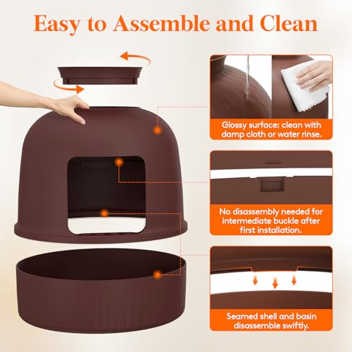 Hidden Plant Cat Litter Box with Plastic Scoop (Brown)