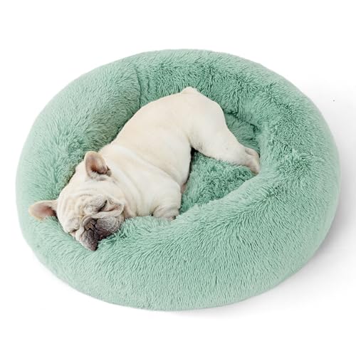 Calming Dog Bed Medium Size Dog Donut Washable Pet Bed (30"L x 30"W x 8"Th / Apple Green)