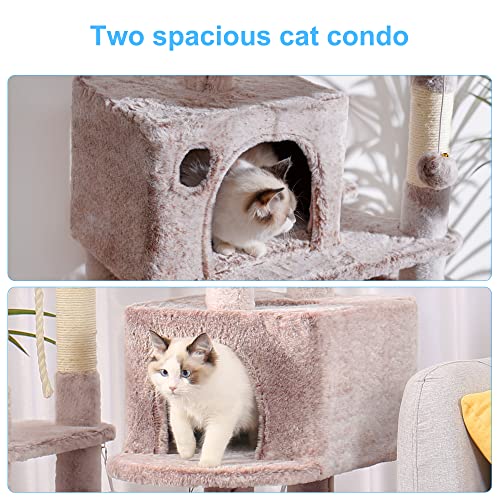 Cat Tree Tower with Sisal Scratching Posts (53.7 Inches / Muchroom)