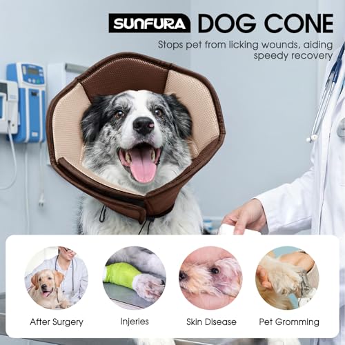 Dog Cone Soft Cone for Dogs to Stop Licking (Brown / Small)
