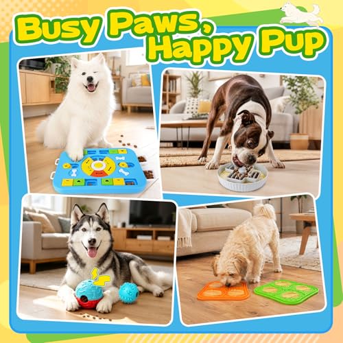 Upgraded Dog Enrichment Toy Set with Slow Feeder Bowl & Puzzle Toy (Expert Dog Puzzle Toys)
