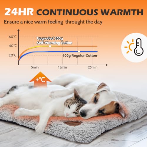 Self Warming Cat Bed Self Heating Cat Dog Mat 24 x 18 inch Soft & Fluffy Cat Bed Noiseless Thermal Pet Pad for Indoor Outdoor Pets with Removable Cover Non (29.5"L x 18.9"W x 1.2"Th)