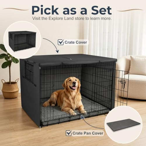 Dog Crate Pan Cover with Softer Fluffy Top for 42 inch Pet Cage (Fits 42 inch Crate Pan / Deep Gray)