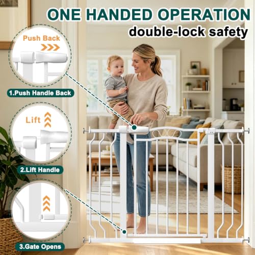 29.5" 53.0" Extra Wide Baby Gates for Doorway Pressure Mounted (White / 29.5"-53.0")