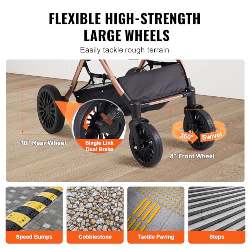 Large Pet Stroller for Medium Large Dogs and Cats (4 wheels, For Pets up to 66lbs)