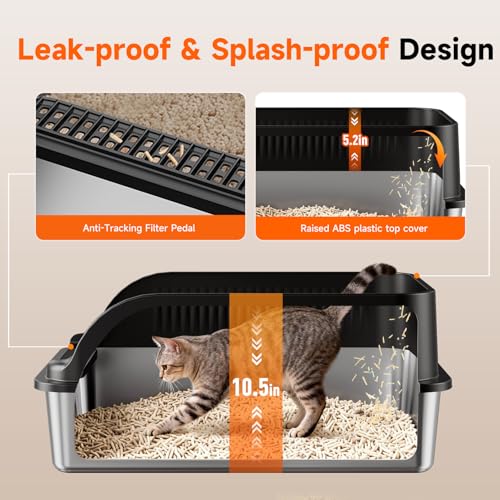 Stainless Steel Litter Box (BLACK-1 XL)