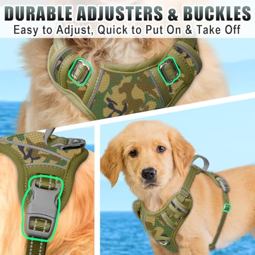 Dog Harness for Small Sized Dog No Pull Dog Vest ID Tag Pocket (Camo / X-Small)