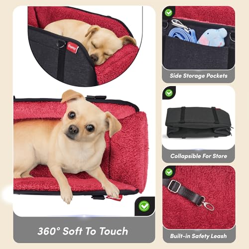 Center Console Dog Car Seat for Small Pets to 11lbs
