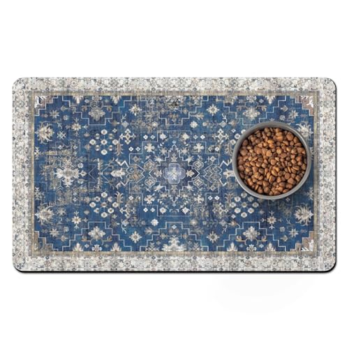 Pet Food Mats for Floor (Navy / 32"l X 24"w)