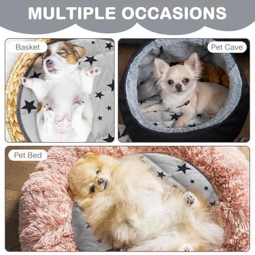 4 Pack Self Warming Cat Bed Self Heating Cat Mat Star Pattern Soft Dog Crate Pad Thermal Pet Mat Anti Slip Kennel Dog Washable Warming Bed for Outdoor Indoor (15.7 Inch / Gray)