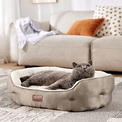 Small Dog Bed Washable (25"L x 21"W x 8"Th / Camel)