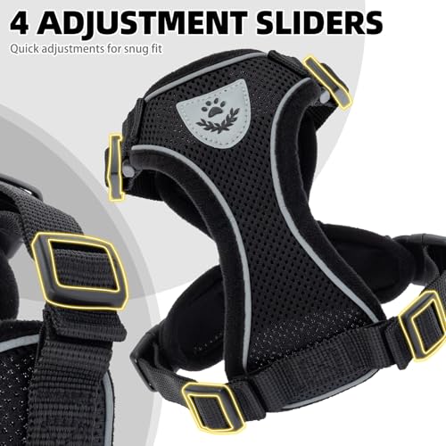Cat Harness and Leash Set Escape Proof Reflective Cat Walking Harness Adjustable Soft Breathable Mesh Vest for Small Pets (S (NECK 9.5"-11", CHEST 13"-16") / Black)
