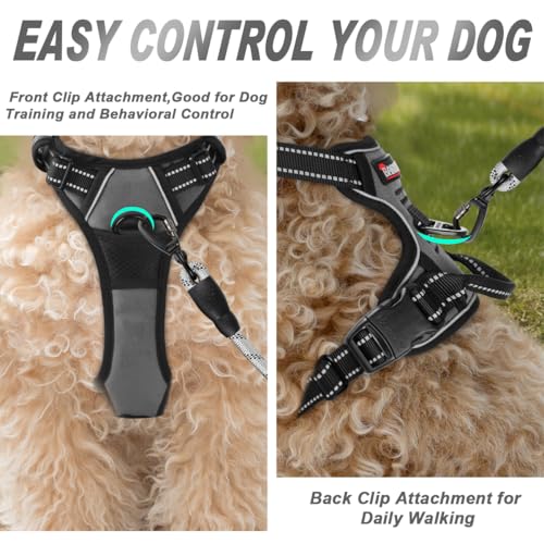 Dog Harness No Pull for Small Sized Dog Front Back Clips (X-Small(Chest:15.5-19.5”) / Dark Grey)