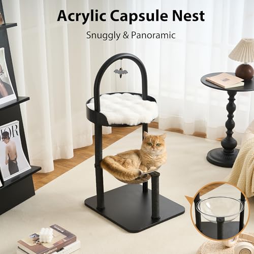 34" Modern Cat Tree Furniture for Indoor Small & Medium Cats (Classic Black-34")