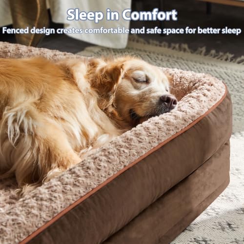 Orthopedic Washable Dog Bed (Beige Coffee / 61.0"l x 43.0"w x 7.5"th)