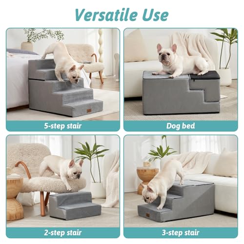 Dog Stairs for Small Dogs (Grey / 19.7x29.5x23.6 inch)