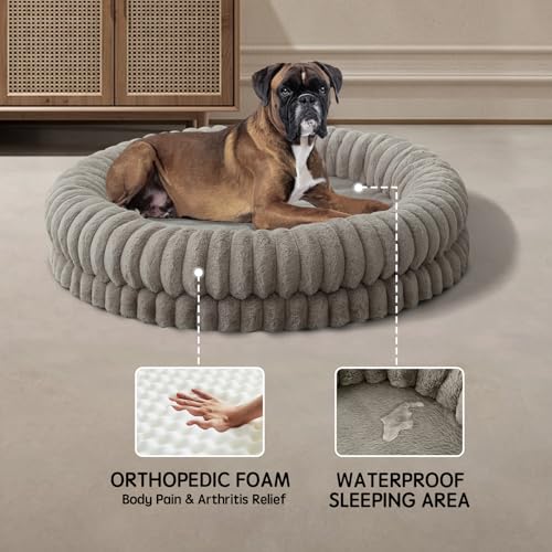Luxury Donut Dog Bed (43.0"L x 43.0"W x 9.0"Th / Oatmeal)