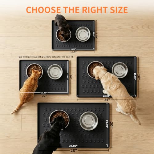 Silicone Pet Feeding Mat (Black / 18.5"L x 11.5"W)