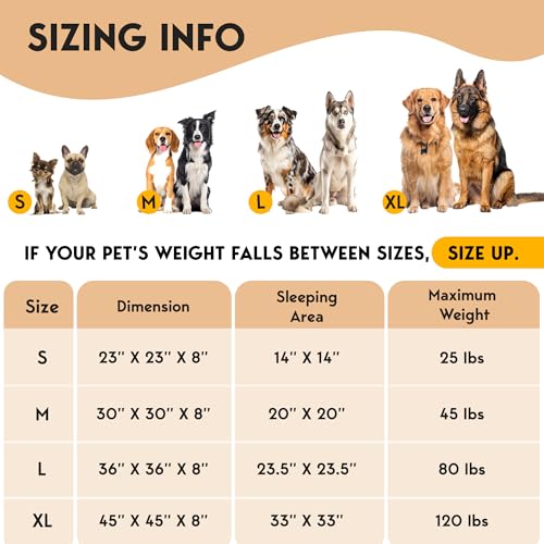 PetJett Calming Dog Bed for Small Dogs (Brown / Small - 23”L x 23”W x 8”Th)