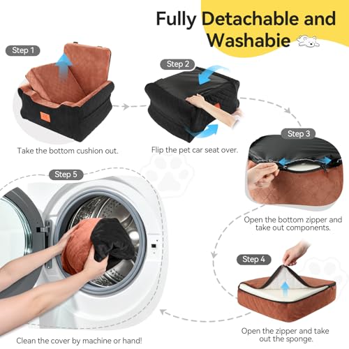 Dog Car Seat for Small Medium Dogs (Black-Brown)