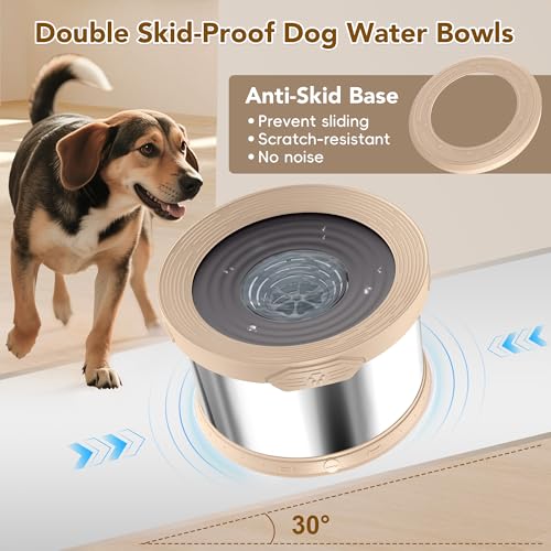 10L Dog Water Bowl No Spill Stainless Steel for Slow Drinking Beige (10L / Beige)