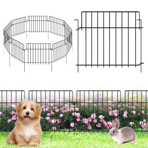 42.5Ft (L) x 20in (H) Decorative Garden Fence 30 Pack Metal Wire Rustproof Small Animal Barrier Fence 1.55" Gap Easy Assembly Patio Yard Seedlings Protection Fencing Border Black (30 pack - 13in(H) x 42.5ft(L) / Black)