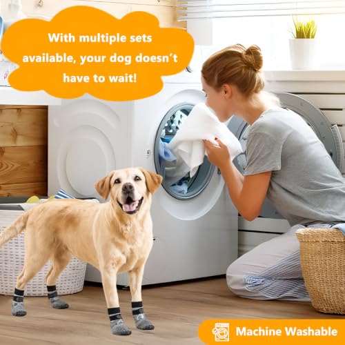 12 Pack Dog Socks for Hardwood Floors (Grey / Small (12 Count))