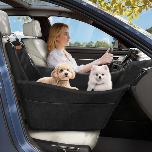 Elevated Dog Car Seat for Small and Medium Dogs Up to 35 lb (Black)