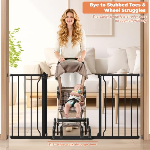 29" 58" Extra Wide Baby Gate (Black / 32-58"Wide, 28"Tall)