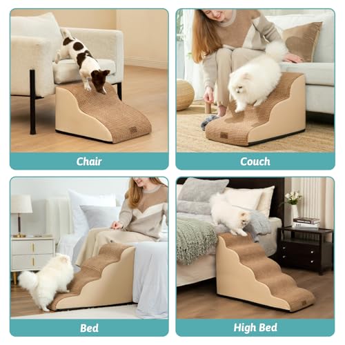 Dog Stair for Small Dog 15.7" H (Light Brown / Standard:15.7"x22.4"x15.7")