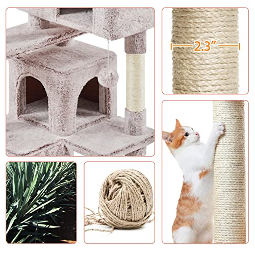 54in Cat Tree Tower (Brown/White / 54in)