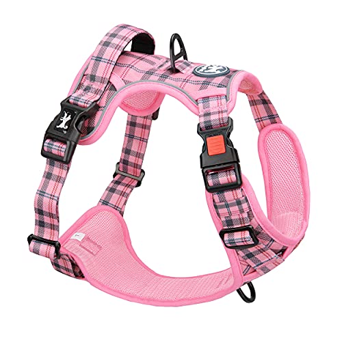Plaid Dog Harness Large (L / Checkered Pink)
