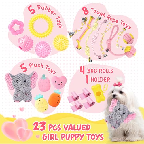 Pink Puppy Toys for Boredom (Pink-Grey)