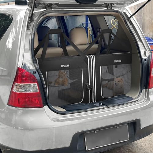 Portable Double Cat Carrier with Litter Box for Multiple Cats (36.0"L x 17.0"W x 17.0"H / Black)