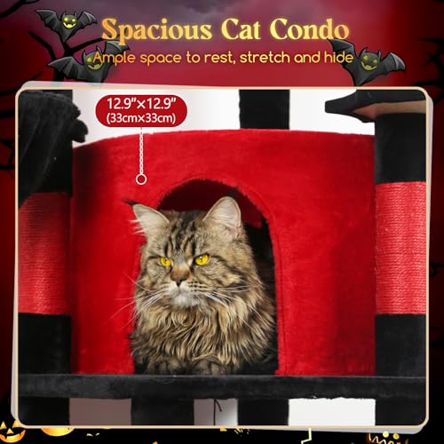 Gothic Corner Cat Tree with Scratching Post (51inch / Red Black)