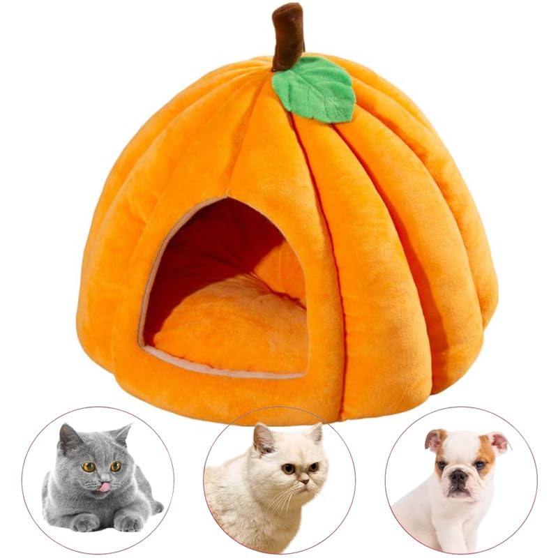 Cat Beds for Indoor Cats (Orange / 15 in)