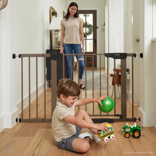 2 Pack 30 46" Baby Gate for Stairs (Brown / 30"-46"W x 30.5"H | 2 Pack)