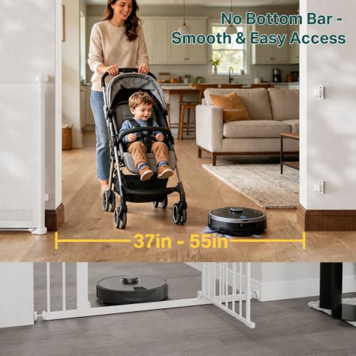 37 55" Retractable Baby Gates for Stairs & Doorways (White / Retractable Width: 37"–55")