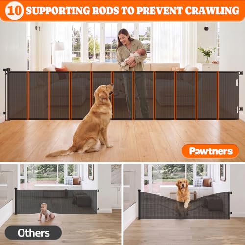 Retractable Baby Gates (Black / 0-150" W x 34" H)