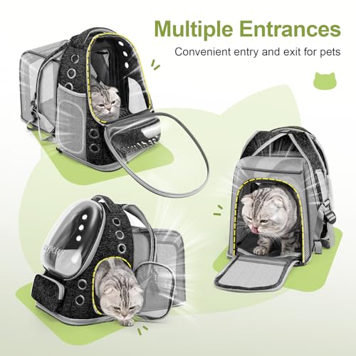 Expandable Cat Backpack Large Space Cat Bubble Backpack Carrier (Square Expandable- Black)
