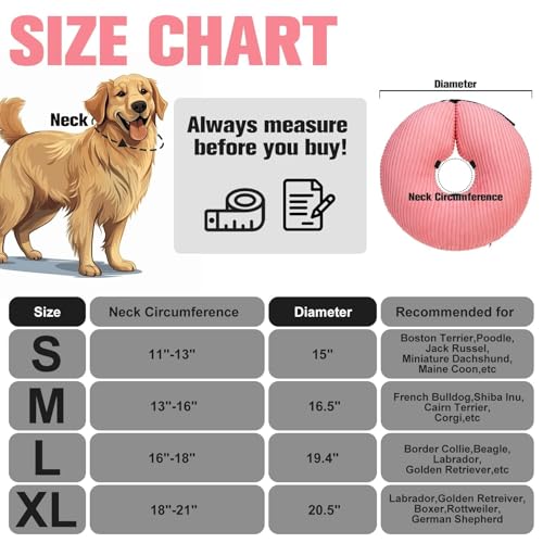 Inflatable Dog Cone Collar (Pink / L(Neck: 16"-18" | Diameter: 19.4"))