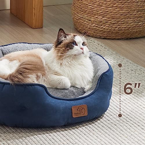 Small Dog Bed Washable (20"L x 19"W x 6"Th / Navy)