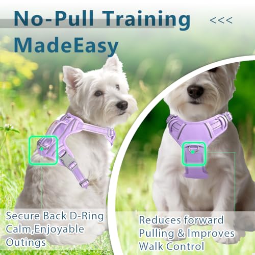 No Pull Dog Harness for Small Sized Dogs (Small(Chest:19.5-26”) / Violet Purple-Oxford)