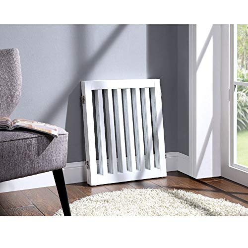 24”H Free Standing Pet Gate for Dog Cat (White / 60"W×24"H)