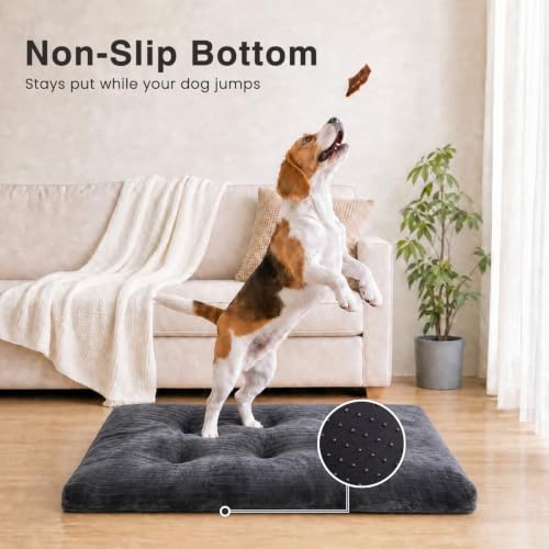 Washable Dog Crate Bed Kennel Mat for Large Dogs (Gray / 41.0"L x 27.0"W x 3.5"Th)