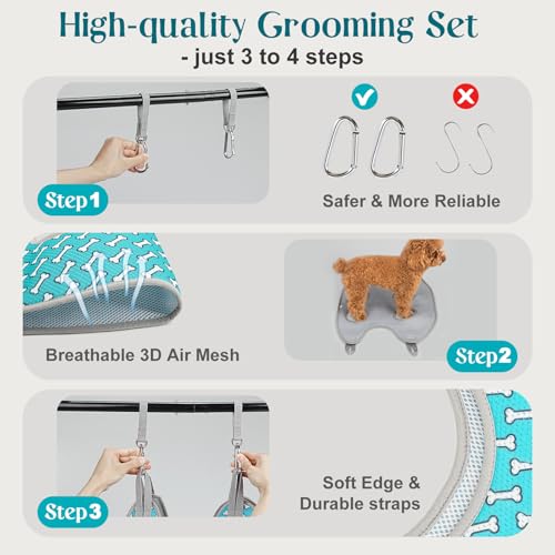Dog Grooming Hammock for Nail Trimming (XL（ Max 85 Lb：Leg space: 11.8"-22.5"） / Coral Blue)