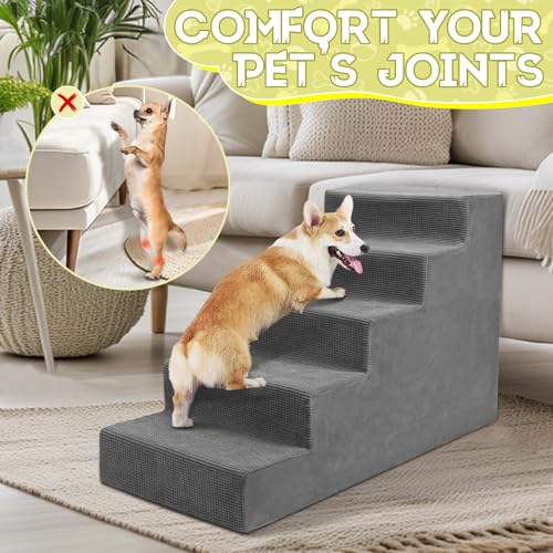 Dog Stairs for Small Dog and Cats (grey / 16.5" x 34" x 23")