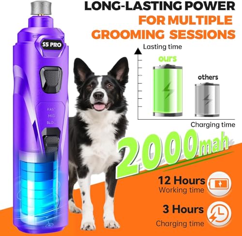 Whisper Quiet Dog Nail Grinder Safe & Stress (Purple)
