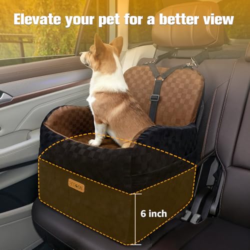 Waterproof Dog Car Seat for Small Medium Dogs (Brown / Small)